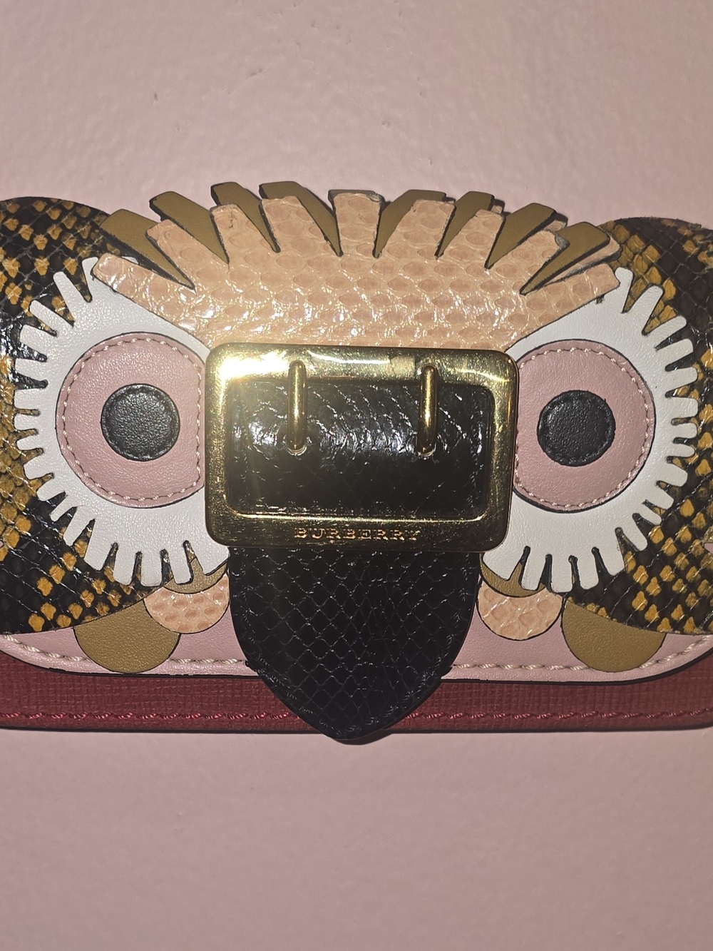 Burberry Mini Crossbody Buckle Bag Owl Beasts Motif Leather & Snakeskin